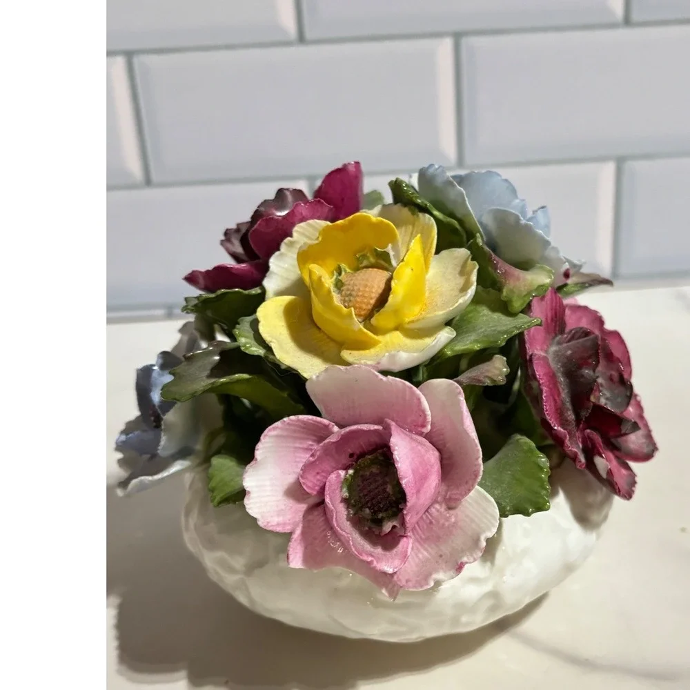 Vintage Aynsley England Bone China Flower Bouquet Figurine Hand Painted Floral
